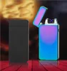 Free DHL FEDEX USB Charging Lighter Electric Metal Portable Double Fire Cross Twin Arc Pulse Windproof Lighters4636651