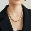 Hangende kettingen gesplitste ketting barokke parel voor vrouwen meisje mode creatieve sleutelbeen ketting roestvrijstalen sieraden cadeau