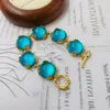 Klassieke middeleeuwse vintage vrouwen ketting puur koper geglazuurde inleg set waas blauwe armband oorbellen sieraden ear-998