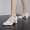Sandals Luxury Femmes 2024 Designers High Heels Simple Fashion Hollow Out Roman Style Ladies Shoes Pumps Big Taille 46 47 48 688-3