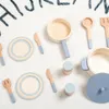 Houten mini keuken kookgerei pot pan kok doen alsof speel educatief huis speelgoed voor kinderen simulatiegerei Girls Toy 240416