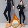 Women's Leggings Super Warm Lambswool Casual Fleece Lined Pencil Pant Women 94-97cm Vintage Thicken Skinny Slim Pants 2024