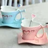 Mugs Creative Heart Shape Ceramic Coffee Cup Dish Set Office Afternoon Tea Dessert Mug Couple Cups Marry Birthday Gift Home Drinkware