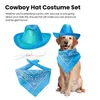 Hundkläder Bekväm Pet Cowboy Hat Western Costume Justerbar Buckle Set Bandana för små