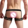 Briefs Metties Metties Men Men Seksowne bieliznę koronkowy pasek podwiązki pokazujący pośladki Buttocs Thong Shorts erotyczne hombre męskie bielizna gej y240425