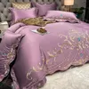 EuropeanStyle Bed Sheet FourPiece Set 100 Cotton HighEnd Atmospheric Ice Silk Quilt Cover Pure Bedding 240425