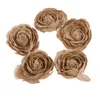 Fleurs décoratives 5pcs Burlap Hessian Rose pour décoration de mariage de Noël (brun profond)