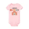 One-Pieces Ich liebe Mama Daddy Regenbogen gedruckte Neugeborene Babykörper