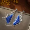 Boucles d'oreilles en peluche vintage Bohemian Water Drop Blue Color Stone pour les femmes accessoires de mode bijoux tibétain