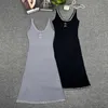 Basic & Casual Dresses Designer 24 Summer New M Home Nail Diamond U-Neck Fashion Slim Fit Knitted Dress Q86L