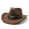 Brede rand hoeden emmer hoeden unisex buitenste wijn rode binnenkant tan jazz fedoras man hoed cowboy hoed tauren riem spoed mannen vrouwen brede panama trilby caps herfst y240425