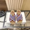 slide miui channelism sandals chlooe H Slippers Womens Casual Outwear Ribbon Knitted Flat Bottom Slippers