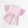 T-shirts Ny sommarbomullsmöte Kort ärm T-skjorta och shorts Set Baby Boys Girls Clothing Color Casual Tops Outfits 2PCSL2404