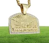 Hänghalsband quote The Last Supperquot CZ Stone Pave Bling Gold rostfritt stål Gemetriska fyrkantiga halsband för män hiphop ra315580