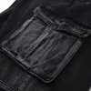 Jeans masculin vintage lâche cargo noir pantalon de denim baggy noir