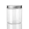 Lagringsflaskor burkar 20st 250 ml transparent tom plast PET -lagring med guld/silver aluminium lock kosmetika ansikte grädde mat container hushållsvaror h240425