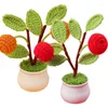 Decorative Flowers 1pc Small Wedding Party Crochet Flower Desktop Decor Potted Plants Creative Gift Artificial Tree Home Living Room