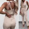 حللا للسيدات رومبيات مثيرة slveless phemsuit نساء الصيف رومبيات صلبة لون الساق bodysuit النساء dp v الرقبة halter combinaison femme y240425