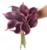 11pcslot Calla Lily Dark Purple Bridal Wedding Bouquet Head Lataex Real Touch Flower Bouquets Pack of 116872911