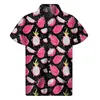 Men's Casual Shirts Banana Orange Dragon Fruit Pattern Shirt Men 3D Print Hawaiian Shirts Tops Summer Beach Short Sleeve Button Lapel Aloha Blouse 240424