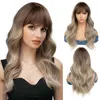 Style Hair Wig Fiber Womens Full Set Long Chemical Wave Rose Curly Mesh Head Cover Wigs