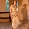 Stage Wear 1920s Sequin Beaded Front And Back Deep Fashion Tassel EvEning Dress 8004