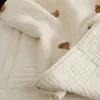 sets 6 Layer Cotton Muslin Baby Blanket Newborn Stroller Blanket Bear Embroidery Kids Sleeping Blanket Bedding Babies Accessories