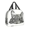 Sacs French Bulldog Puppy Facial Isulater Lunch Sac pour école de travail Picine de lunch thermique Résultat Portable Boîte à lunch pour les femmes