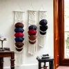 RACKS BOHO HANDWOVEN MACRAME TAPSTRY Decoratie Wall Hanging Hat Storage Hat Rack katoentouw Caps Holder Organisator Display