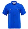 Camisetas ao ar livre masculino Homens de pesca camisa de manga curta Men camisas de pesca camisas de caminhada de caminhada rápida seca upf40 camisa UV mais tamanho dos EUA L5127648