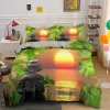 sets Zen Stone Green Bamboo Bedding Set Nature Water Print Duvet Cover Set Pillowcase Queen King Size Comforter Covers Home Textile