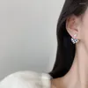 Boucles d'oreilles S925 aiguille argentée perle noir et blanc plaid love dames moderne tempérament léger luxe