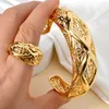 Bangle Zeadear Jewelry Dubai Gold Color Ring 2 PCS 18K Plated Geometry öppen för bröllopspresent Etiopisk
