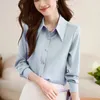 Kvinnors blusar Spring Autumn Business Casual Interior Lapping Ladies Solid Color Clothing Tops Office Lady Shirts Fashion