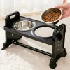 Feeding Adjustable Dog Feeding Bowl Drinker Stand Pet Stainless Steel Drinking Bowls Raised Feeder For Small Large Dog