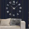Klokken 2/3D Romeinse wandklokken Sticker Clock voor Wall Diy Fashion Roman Numer Watch Acryl Mirror Stickers Home Decor Accessories Reloj