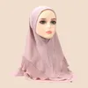 Abbigliamento etnico Donne musulmane Hijab Ruffles Amira One Piece Preghiera Pesta Turbana Turban Islamic Pull on Ready Made to Wear Hat Pray Hijabs Khimar