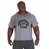 Palestra abbigliamento oversize fitness che corre maglietta da uomo o-shirt cotone bottonbuilding camicie sportive tops da palestra da palestra che allena maglietta 240425