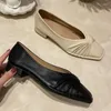 Casual Shoes Pleated Bow-knot Loafers Women Espadrilles Low Heels Elegant Ballerina Woman Flats Square Toe Sewing Moccasins 2024