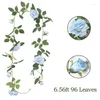 Dekorative Blumen 6,5ft Rose Vine künstliche falsche Seidenblumblumwand Hanging Garland Rattan für Home Party Garten Hochzeitsdekoration