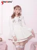 İş elbiseleri Japon tarzı tatlı elbise takım elbise 2024 bahar sevimli bebek yakası uzun kollu ultra kısa ve pantolon iki parça set