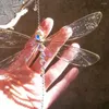 Estatuetas decorativas de metal asa dragonfly cristal suncatcher janela carrãs de carros de jardim sinos de vento decoração de parede de borboleta