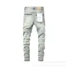 Jeans de marca roxa American High Street Jeans Hole Ruin Robin Religion Pants pinta mais Devento 29