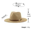 Belt Strap Straw Sun Hat For Women Men Fashion Vacation Beach UV Hats Summer Wide Brim Travel Panama Outdoor Wholesale 240423