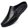 Casual skor halv loafers slip-on läder designer mäns kohud formella moccasin män mode bekväma