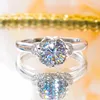 Clusterringen 2 d kleur moissaniet trouwring voor vrouw S925 sterling zilveren platina vergulde verlovingsband cadeau fijne sieraden