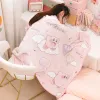 Ställer in tecknad anime mönster flanell filt varm queen size sängkläder kast sängäcke girly rum dekor kawaii kuromied vår höst
