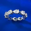 Кластерные кольца Vinregem Pear Cut 4 6 мм Sapphire Gemstone 925 Стерлинговое серебряное кольцо для женщин для обручального кольца