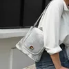 Style Chinese Satin Cowhide Flap Bucket Bag with Textured Leather Crossbody Popular Niche Underarm