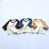 Barnskjorta Autumn Baby Blause Toddler Girls Shirt Patchwork Infant Bas Tops H240425